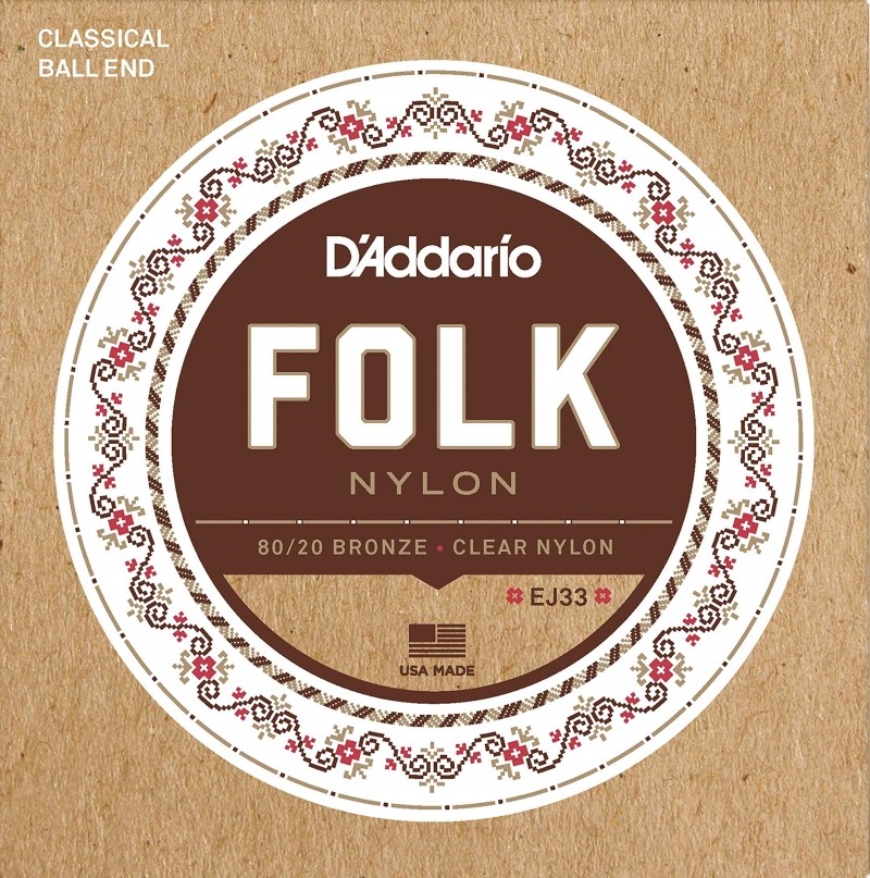 D'Addario EJ33 Folk Nylon 80/20 Bronze Clear Nylon Trebles